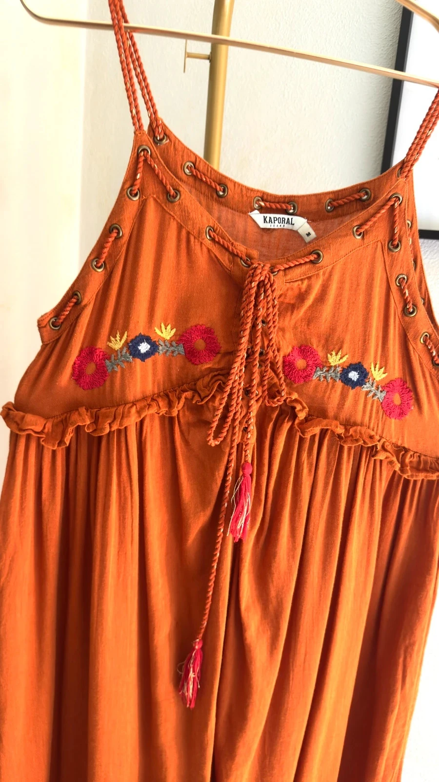 Lindo Vestido Terracota Bordado Estilo Boho Chic Kaporal • M • TN276 – photo 2